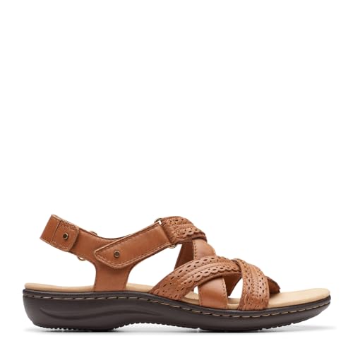 Clarks Women's Laurieann Rena Flat Sandal + Comfort + Summer + Casual + Breathable + Leather + Size 7 US + Beach Vacatio