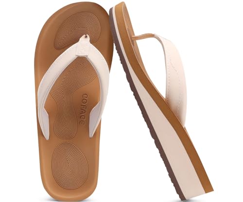COFACE Comfortable Arch Support Women's Platform Thong Sandals For Beach and Indoor Outdoor Yoga Mat Sole