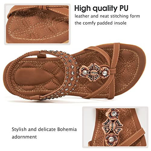 Alicegana Womens Comfort Walking Sandals Shoes Summer Beach Casual Ankle Elastic Bohemian Flats Non Slip
