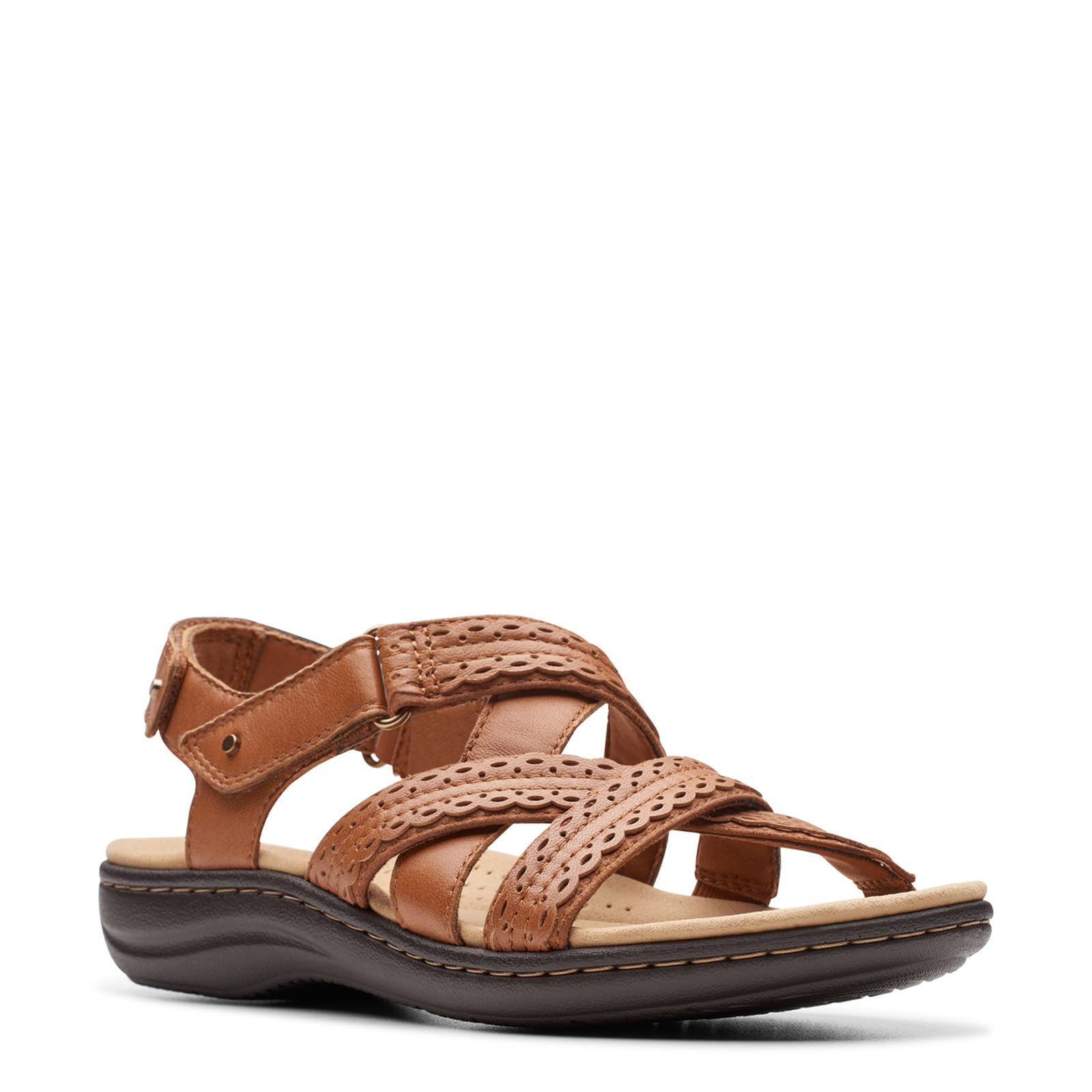 Clarks Women's Laurieann Rena Flat Sandal + Comfort + Summer + Casual + Breathable + Leather + Size 7 US + Beach Vacatio